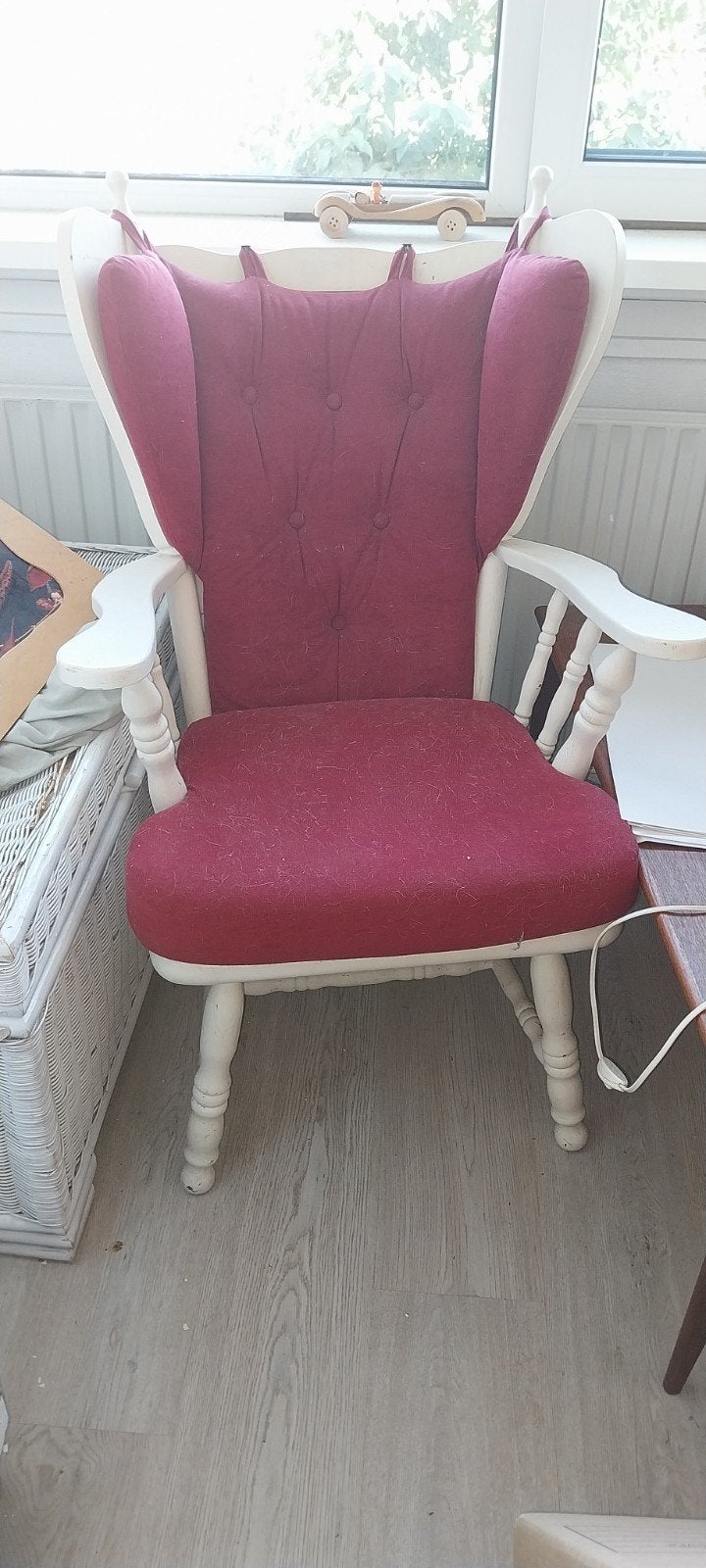 Comfortabele fauteuil met rood stoffen bekleding, Ophalen, Gebruikt, Klassiek, Comfortabel, Stof