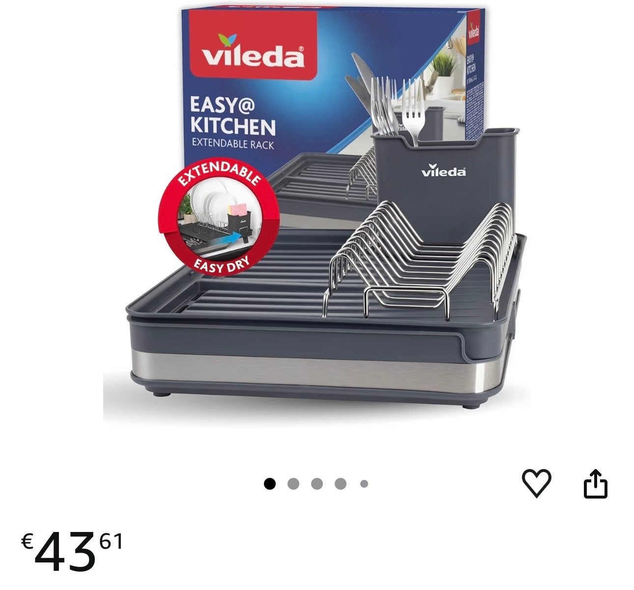 Vileda Easy@Kitchen Uitschuifbaar Afdruiprek - Zo goed als n, Ophalen, Overige typen, Kunststof, Zo goed als nieuw