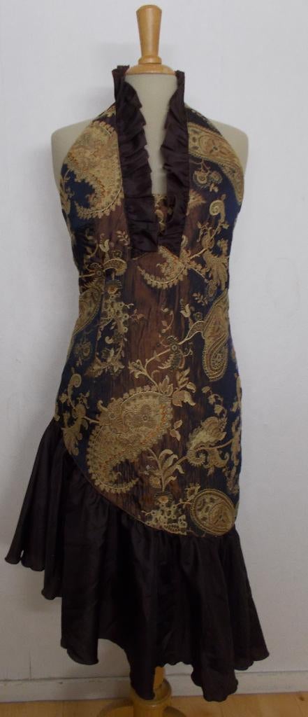 Aparte bruine halter jurk! 36, Kleding | Dames, Jurken, Bruin, Verzenden, Zo goed als nieuw, Maat 36 (S)
