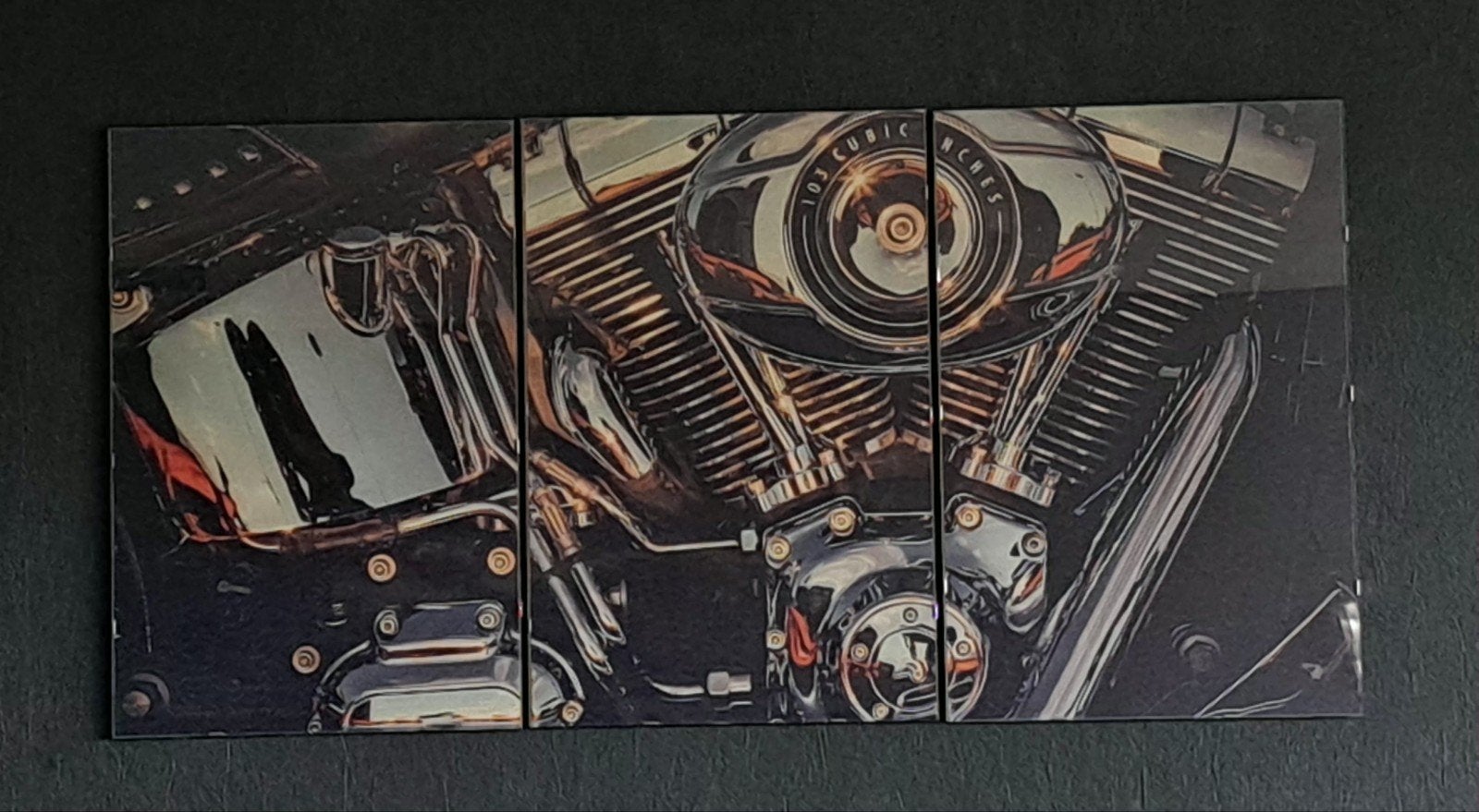 Canvas drieluik motorblok Harley Davidson 40x60, 50 – 75, Minder dan 50 cm, Ophalen of Verzenden, Print