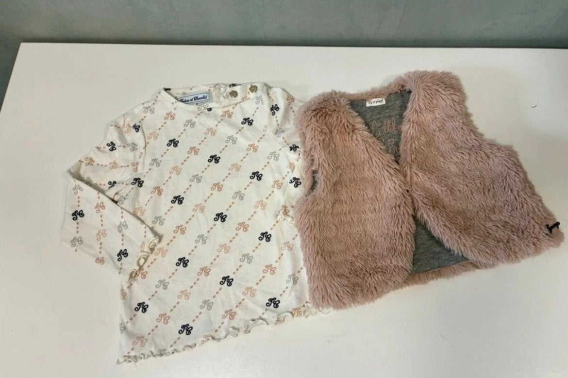Tartine Et Chocolat shirt en roze bontvestje maat 98, Ophalen of Verzenden, Gebruikt, Meisje