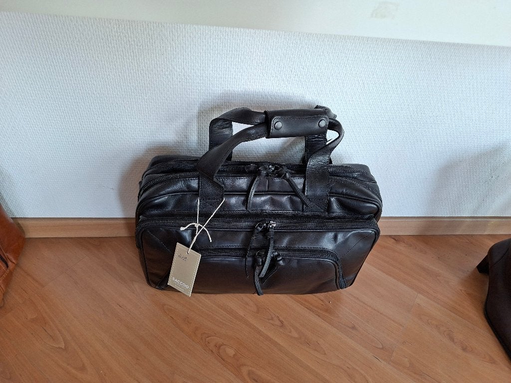 Nieuwe Saccoo Leren Laptoptas/Aktetas Zwart, Ophalen of Verzenden, Nieuw, Zwart, Overige typen