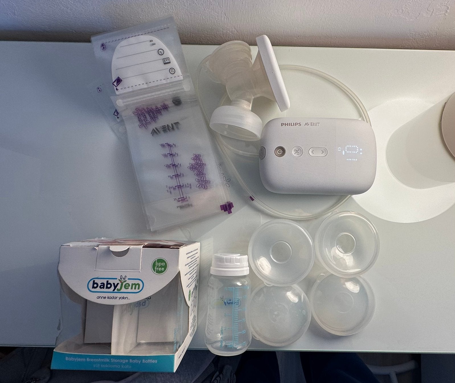 Philips Avent Elektrische Borstkolf (SCF396) + Borstschelpen, Ophalen of Verzenden, Gebruikt, Borstkolf