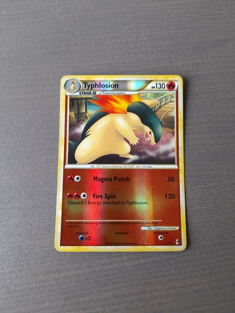 Call of legends 35/95 typhlosion reverse, Ophalen of Verzenden, Gebruikt, Losse kaart, Foil