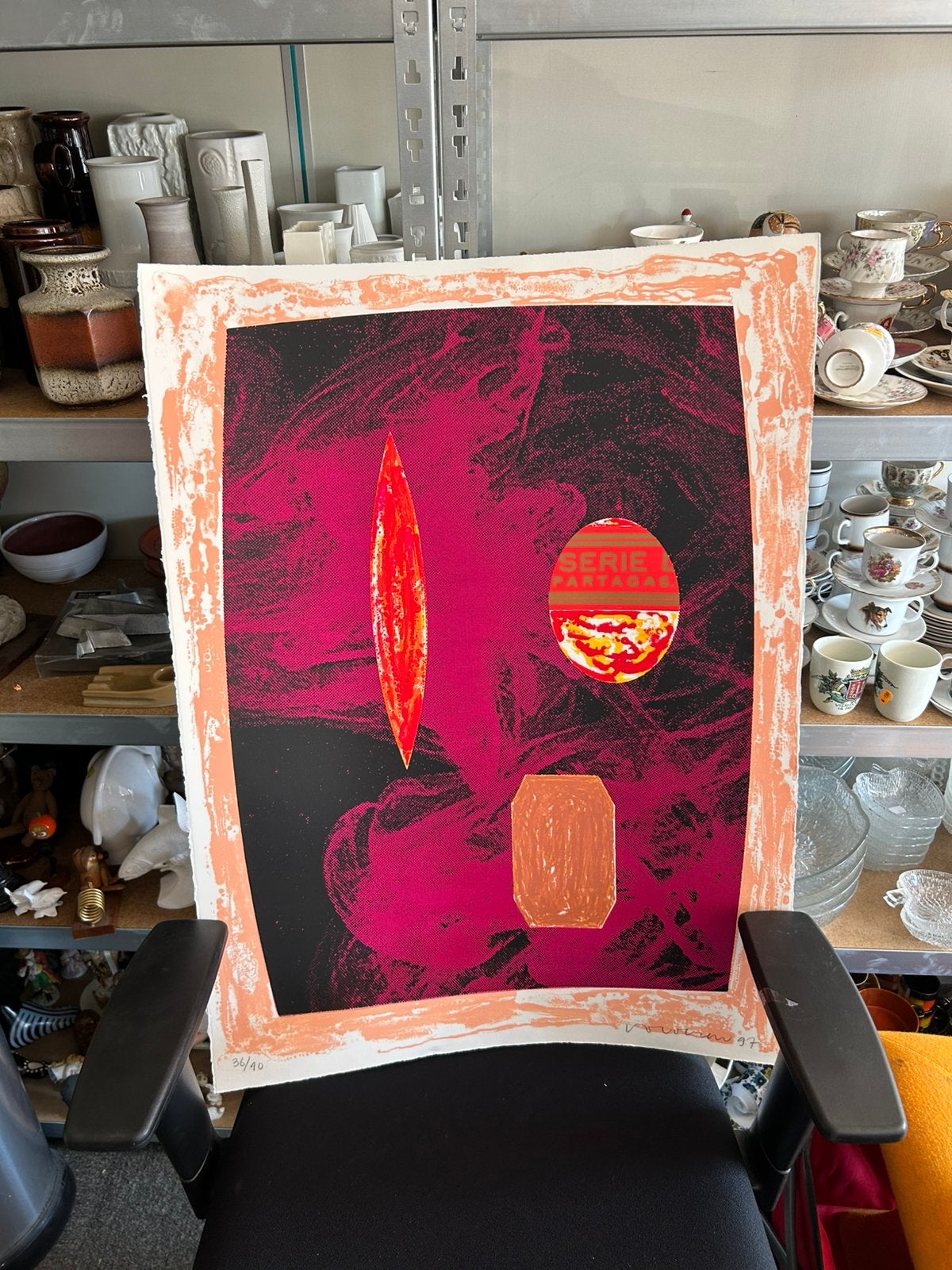 Jelis van Dolderen – Grote Zeefdruk (1997) - Oplage 36/40, Zeefdruk, Gesigneerd, Abstract, Ophalen