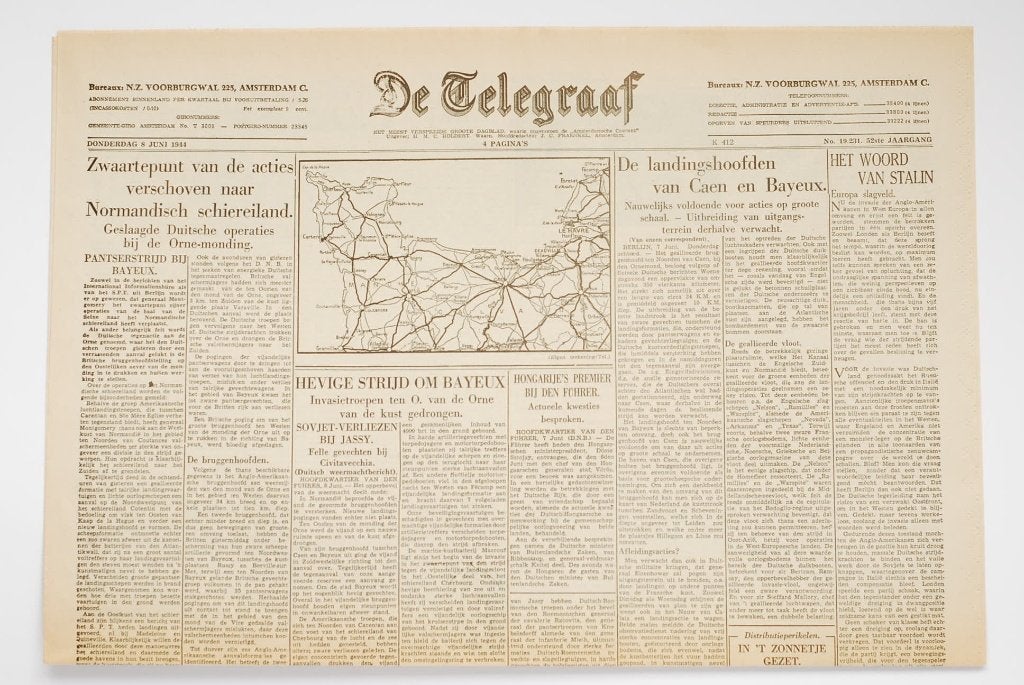 De Telegraaf D-Day 8 juni 1944 Krant WOII Heruitgave 1994, Zo goed als nieuw, Verzenden, Amsterdam, Overige soorten