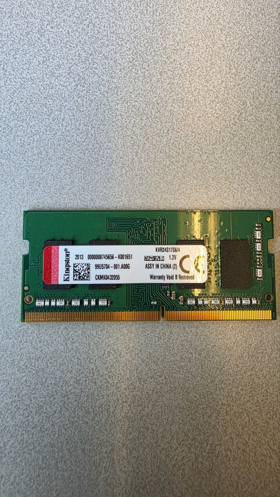 Kingston KVR24S17S6/4 4GB DDR4 SODIMM RAM, DDR4, Ophalen of Verzenden, Zo goed als nieuw, Laptop