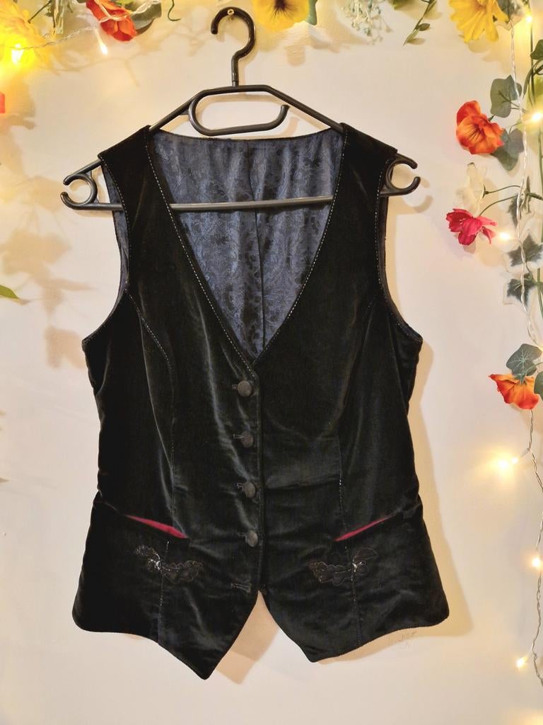 Hoge kwaliteit vintage velvet designer MEINDL couture gilet, Ophalen of Verzenden, Zo goed als nieuw, Maat 36 (S), Zwart