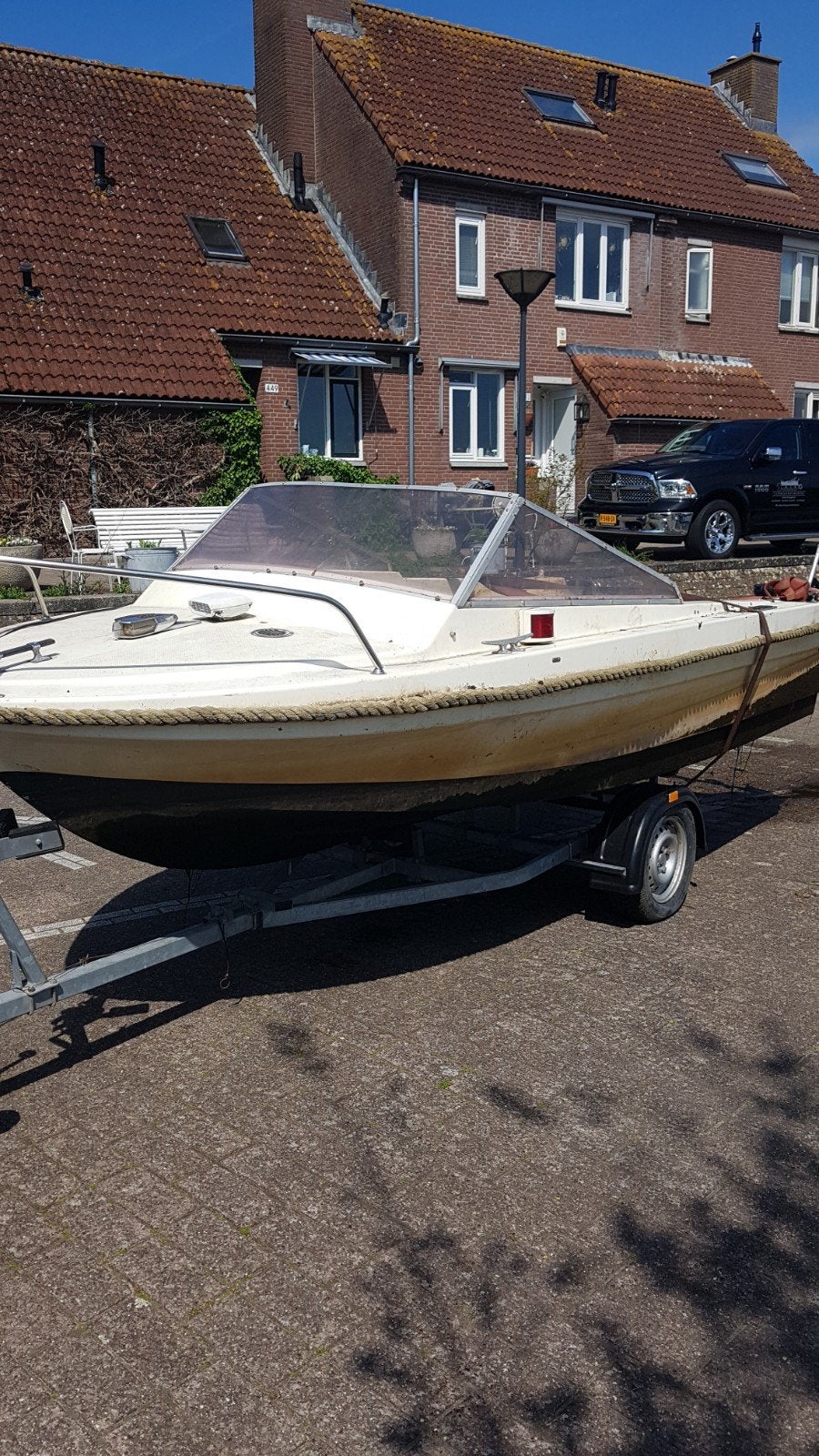 Klassieke polyester speedboot met trailer, Ophalen of Verzenden, Gebruikt