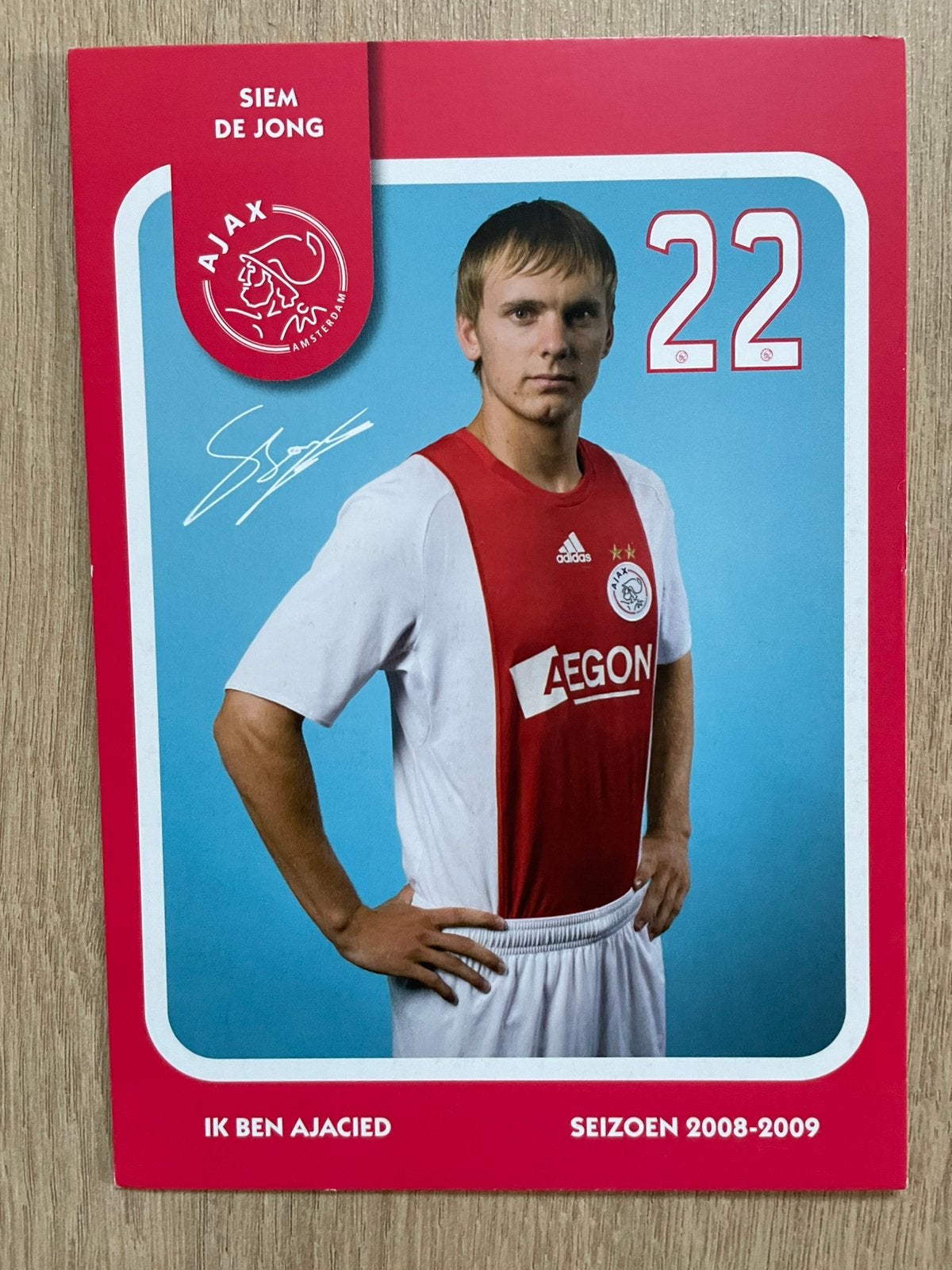 Fotokaart Siem de Jong (Ajax)., Ophalen of Verzenden, Nieuw, Ajax, Spelerskaart
