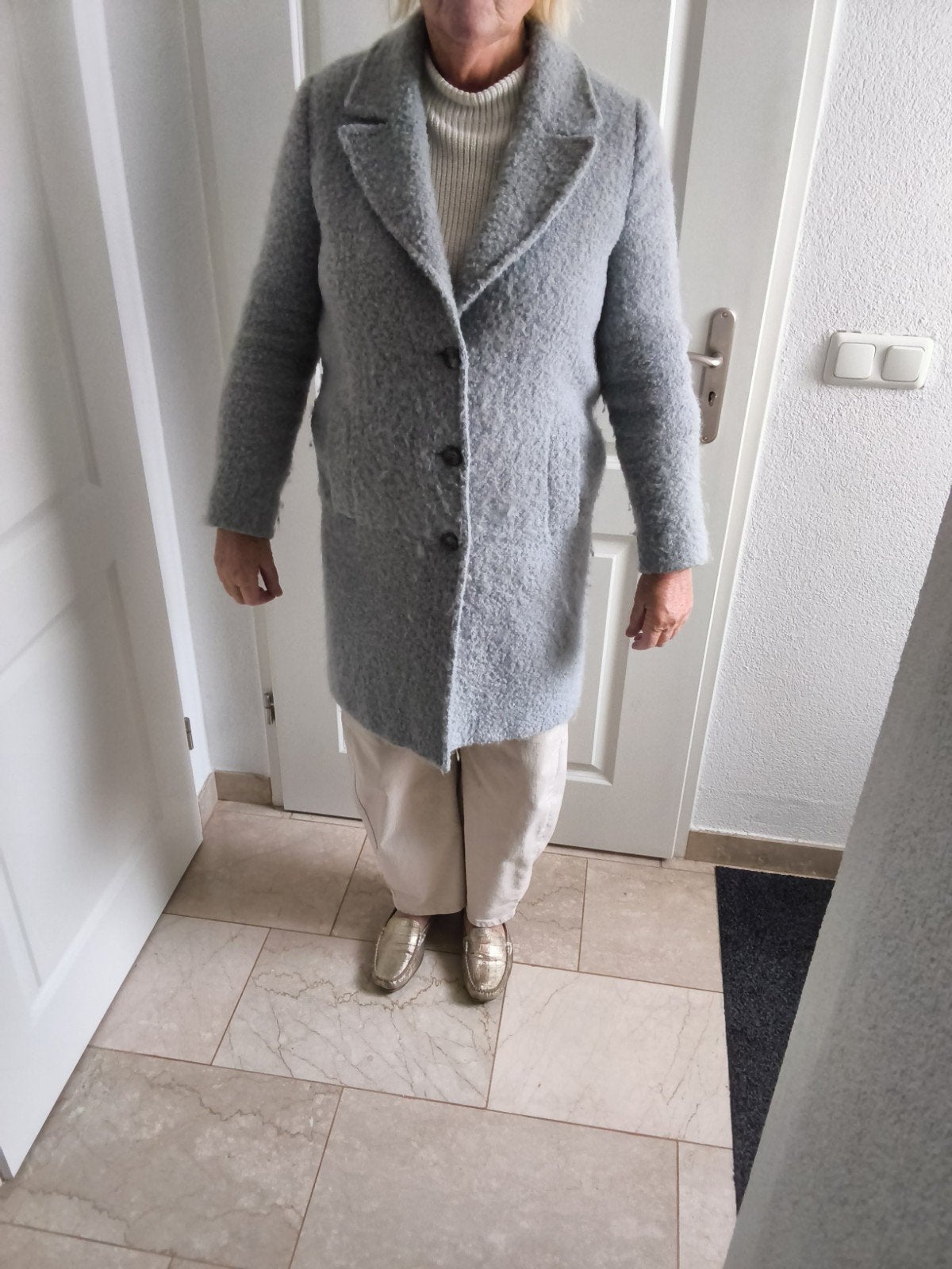 Wollen winterjas blauw/grijs  Benetton maat 40/42, Kleding | Dames, Blauw, Benetton, Maat 42/44 (L), Ophalen of Verzenden