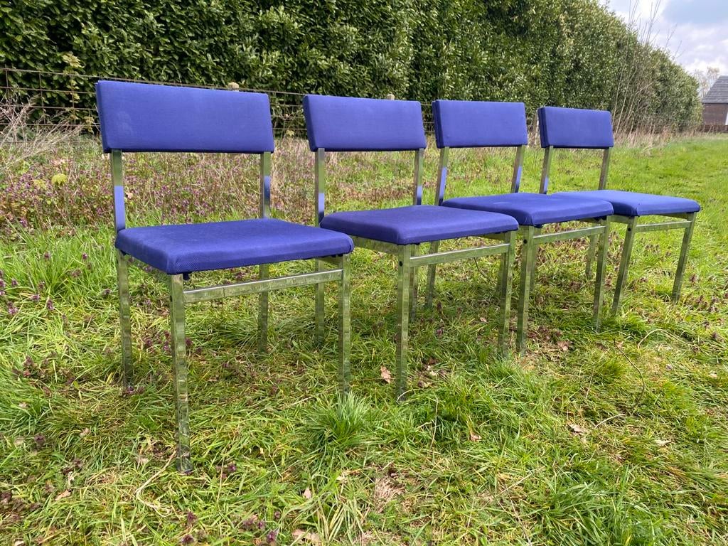 Vintage stoelen, Huis en Inrichting, Stoelen, Gebruikt, Twee, Blauw, Ophalen of Verzenden
