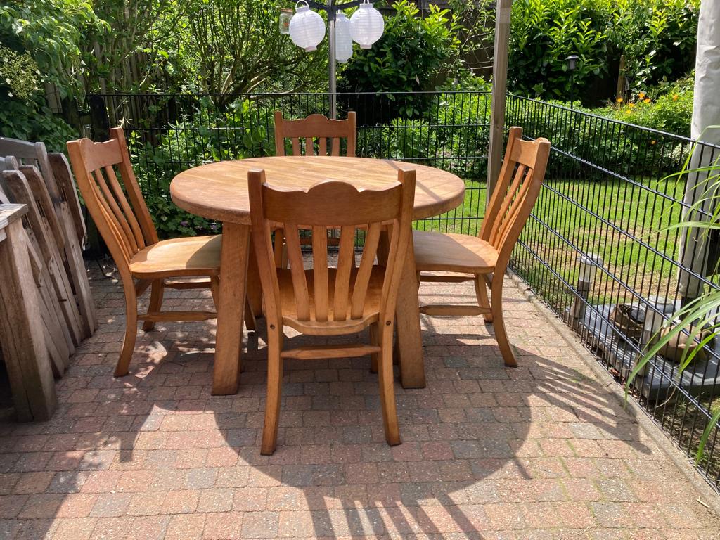 Blank eiken eethoek, Ophalen, Gebruikt, Robuust blank eiken, 4 tot 6 stoelen