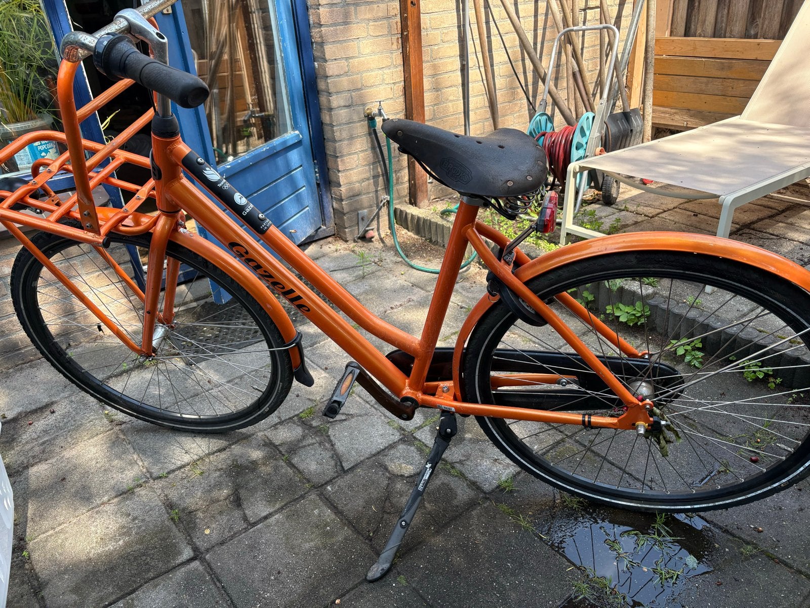Gazelle TeamNL Transportfiets Oranje - Gebruikt, Fietsen en Brommers, Fietsen | Dames | Damesfietsen, Ophalen, Terugtraprem, Versnellingen