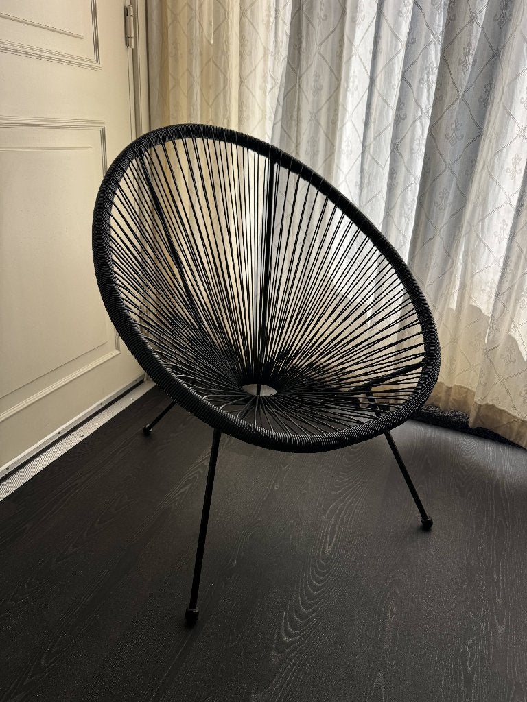 Zwarte Acapulco draadstoel / loungestoel voor binnen/buiten, Ophalen, Kunststof, Zwart, Zo goed als nieuw