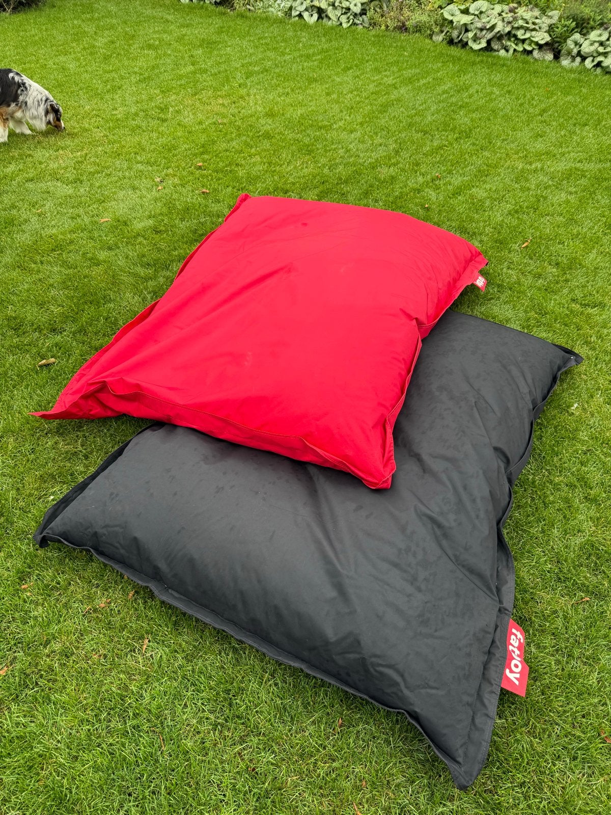 2 originele Fatboy zitzakken rood & zwart, Huis en Inrichting, Zitzakken, Ophalen, Gebruikt, Rood