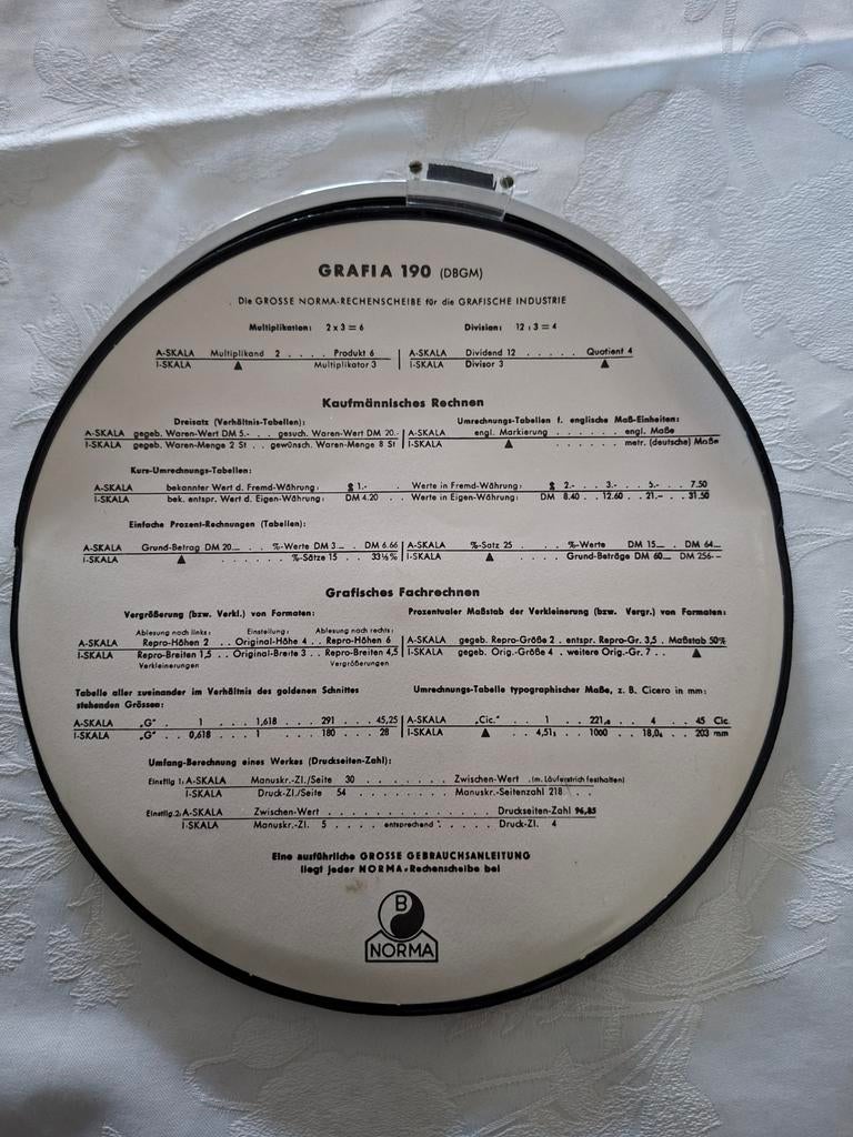 Vintage Norma Grafia 190 Rekenliniaal Grafische Industrie, Ophalen