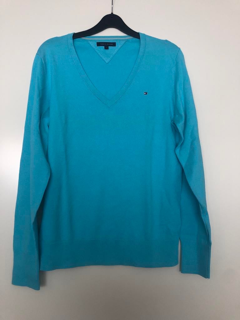 Tommy Hilfiger V-hals trui - Maat L, Ophalen of Verzenden, Zo goed als nieuw, Maat 42/44 (L), Blauw
