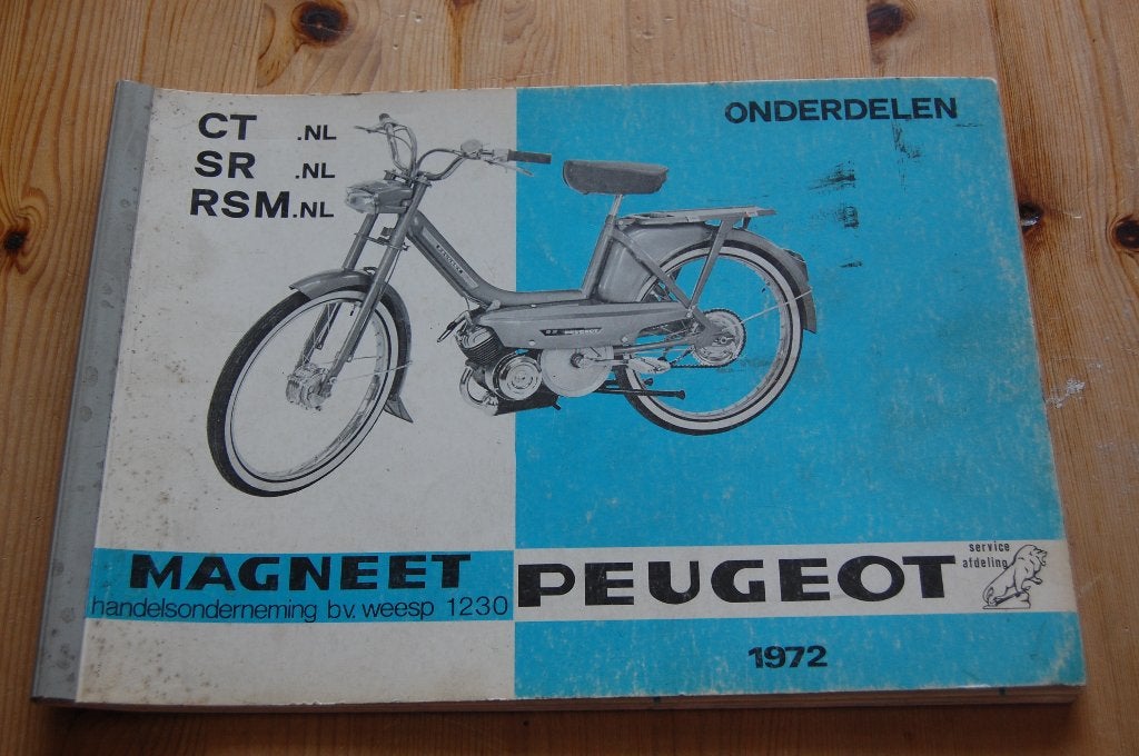 Peugeot CT, SR en RSM onderdelenboek uitgave 1972, Fietsen en Brommers, Handleidingen en Instructieboekjes, Ophalen of Verzenden
