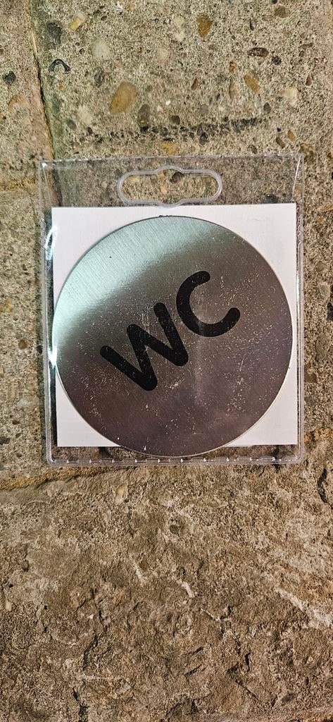 Durable PICTO Zelfklevend Pictogram RVS Ø 83mm - WC, Ophalen of Verzenden, Nieuw, Grijs, Metaal