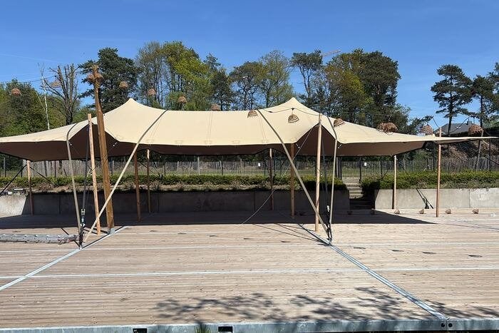 Stretchtent 19,5 x 10,5 m, nieuw, 4-laags doek, complete set, Ophalen, Partytent, 6 meter of meer, Nieuw