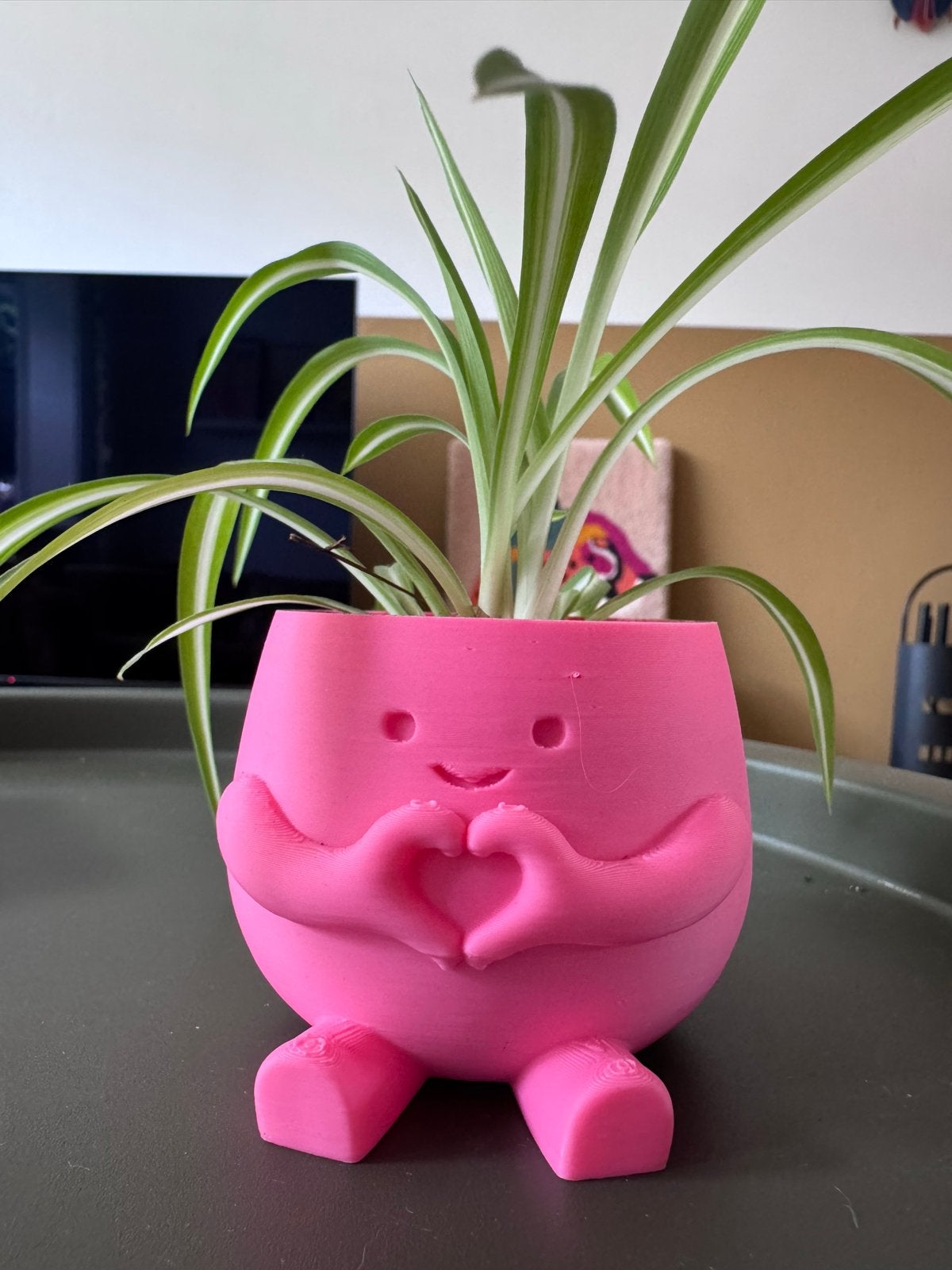 Roze Kawaii plantenbakje met hartje (excl. plantje), Overige stijlen, Nieuw, Ophalen of Verzenden, Roze