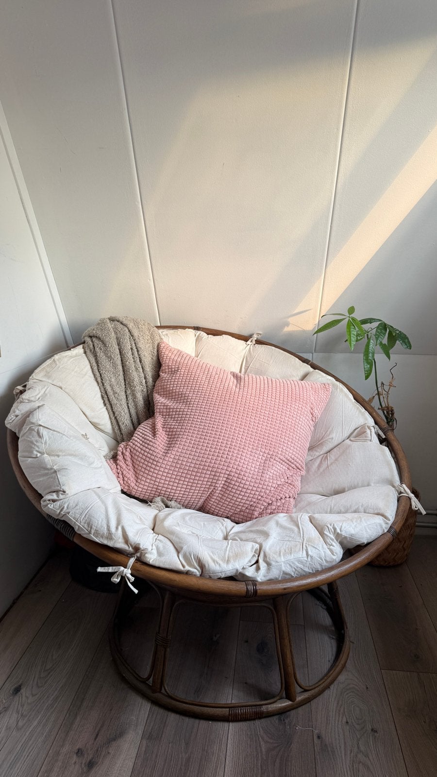 Comfortabele Papasan stoel met kussen, Ophalen, Gebruikt, Overige kleuren, Riet of Rotan
