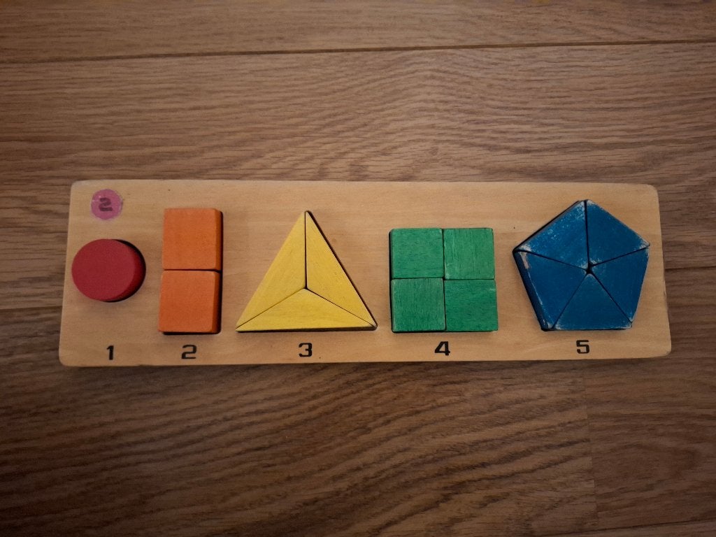 houten geometrische vormen puzzel Fraction puzzel, Ophalen of Verzenden, Gebruikt