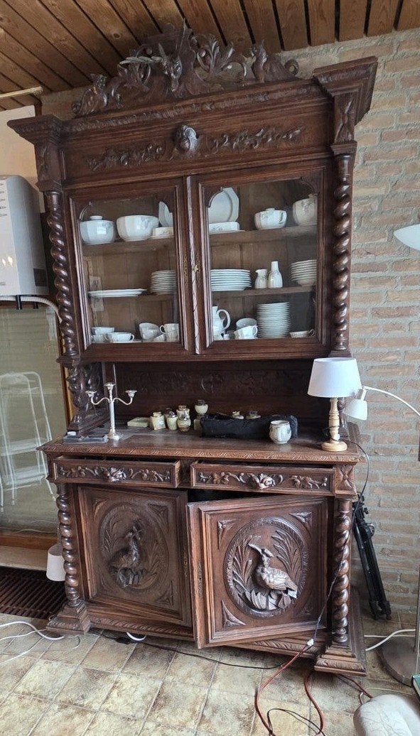 antieke Franse jachtkast met dikke panelen vogels snip, Antiek en Kunst, Ophalen