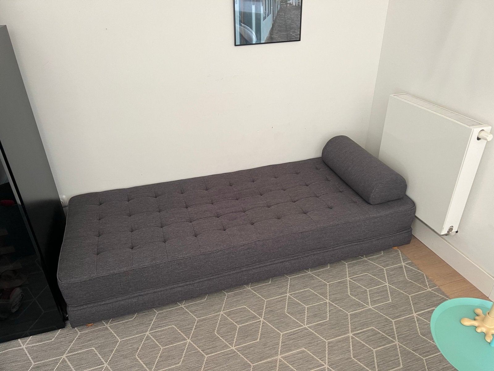 Slaapbank / divan - Grijs, Tweepersoons, Ophalen of Verzenden, Zo goed als nieuw, 80 cm