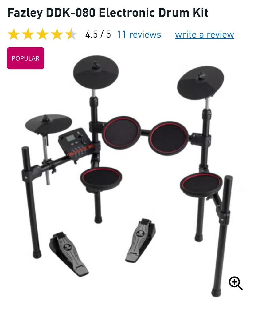 Fazley DDK-080 Electronic Drum Kit – Complete Set, Ophalen, Nieuw