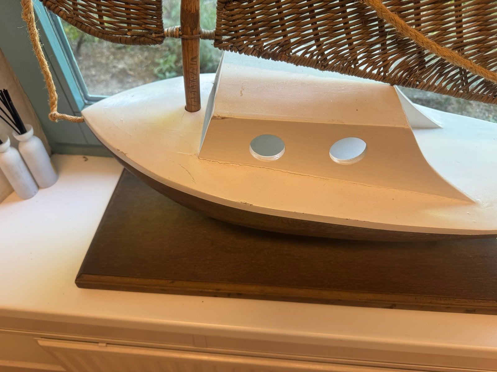 Decoratieve Zeilboot Hout en Riet riviera maison, Ophalen, Zo goed als nieuw