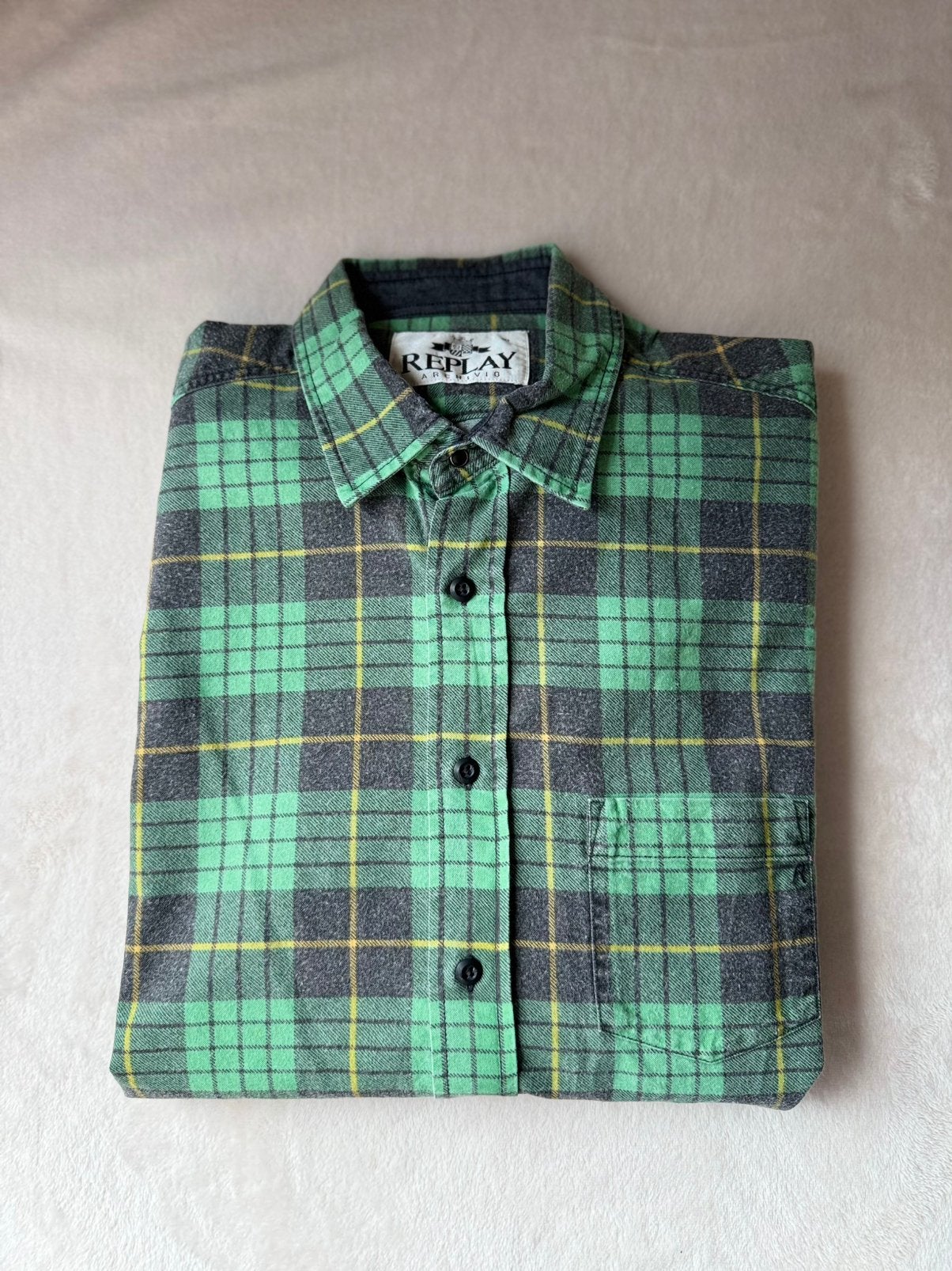 Replay geruite heren overhemd ~ maat M, Kleding | Heren, Overhemden, Ophalen of Verzenden, Zo goed als nieuw, Groen, Halswijdte 41/42 (L)