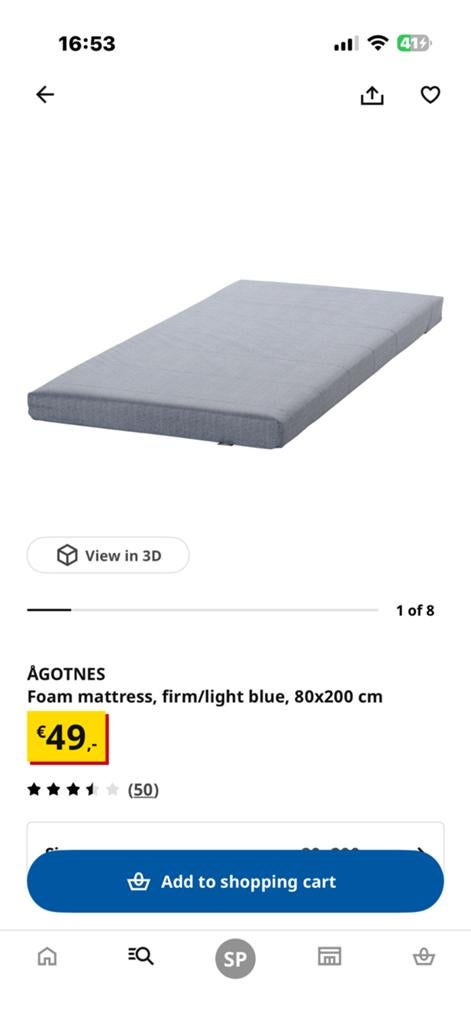 Ikea matras, Ophalen of Verzenden, Nieuw, Eenpersoons