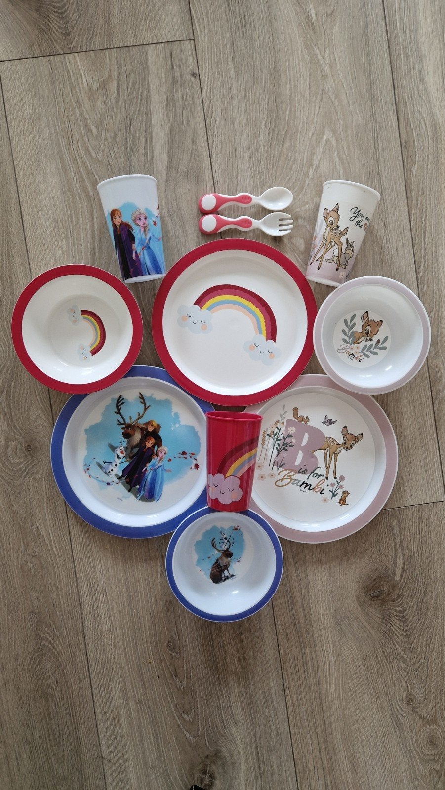 Kinderservies plastic - Frozen, Bambi, regenboog, Ophalen of Verzenden