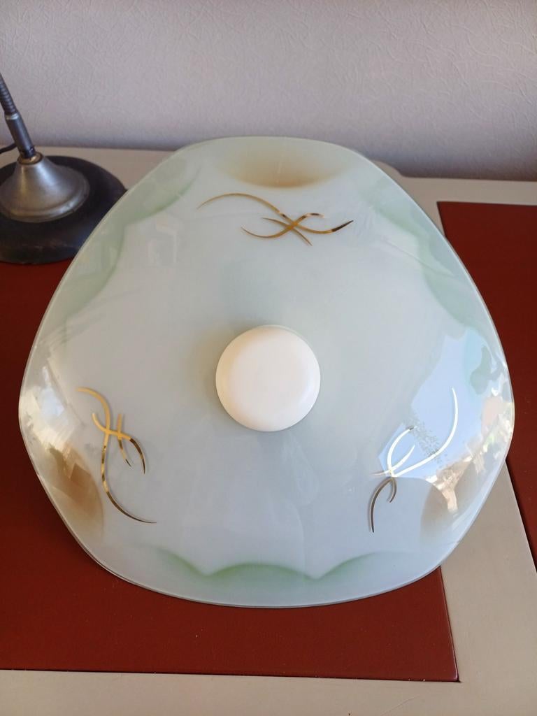 Schitterende plafonnière jaren 60/70 glas 40cm, Ophalen of Verzenden, Zo goed als nieuw, Glas