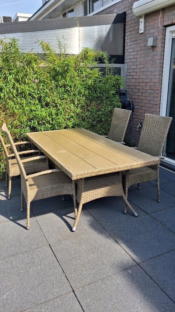 Tuintafel met 4 stoelen, Tuin en Terras, Tuintafels, Ophalen, Gebruikt, Rechthoekig, Kunststof