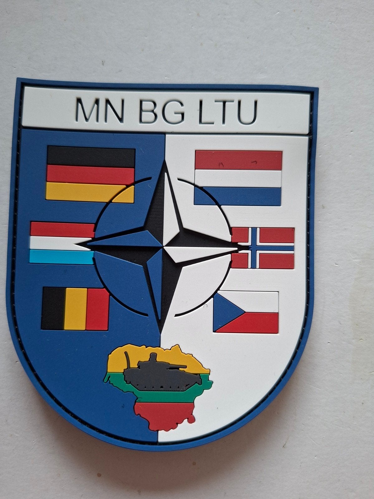 Gvt mouwembleem BG Litouwen, Ophalen of Verzenden, Landmacht, Nederland, Embleem of Badge