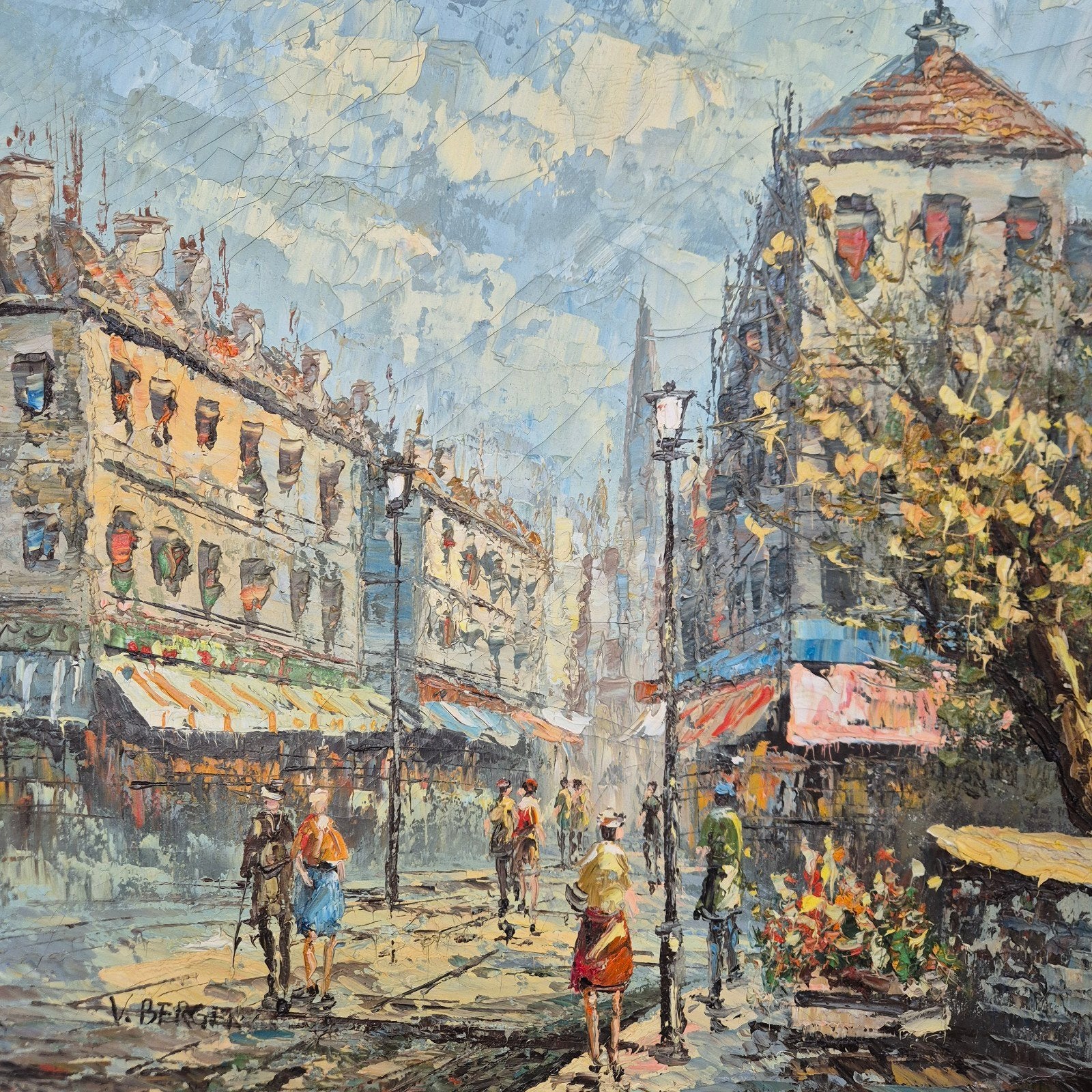 Vintage impressionisme Victor Bergen - Olieverf (60x50cm), Ophalen, Doek, Impressionistisch, Olieverf