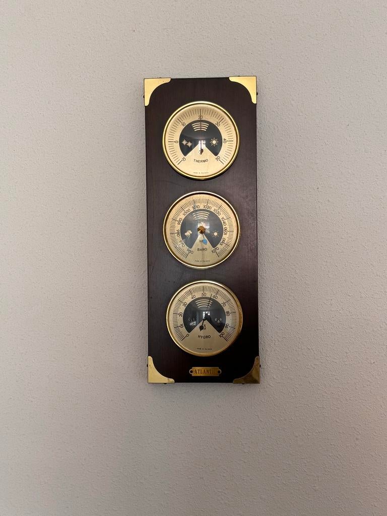 Vintage Weerstation Atlantic - Barometer, Thermometer, Hygro, Ophalen of Verzenden, Gebruikt, Weerstation