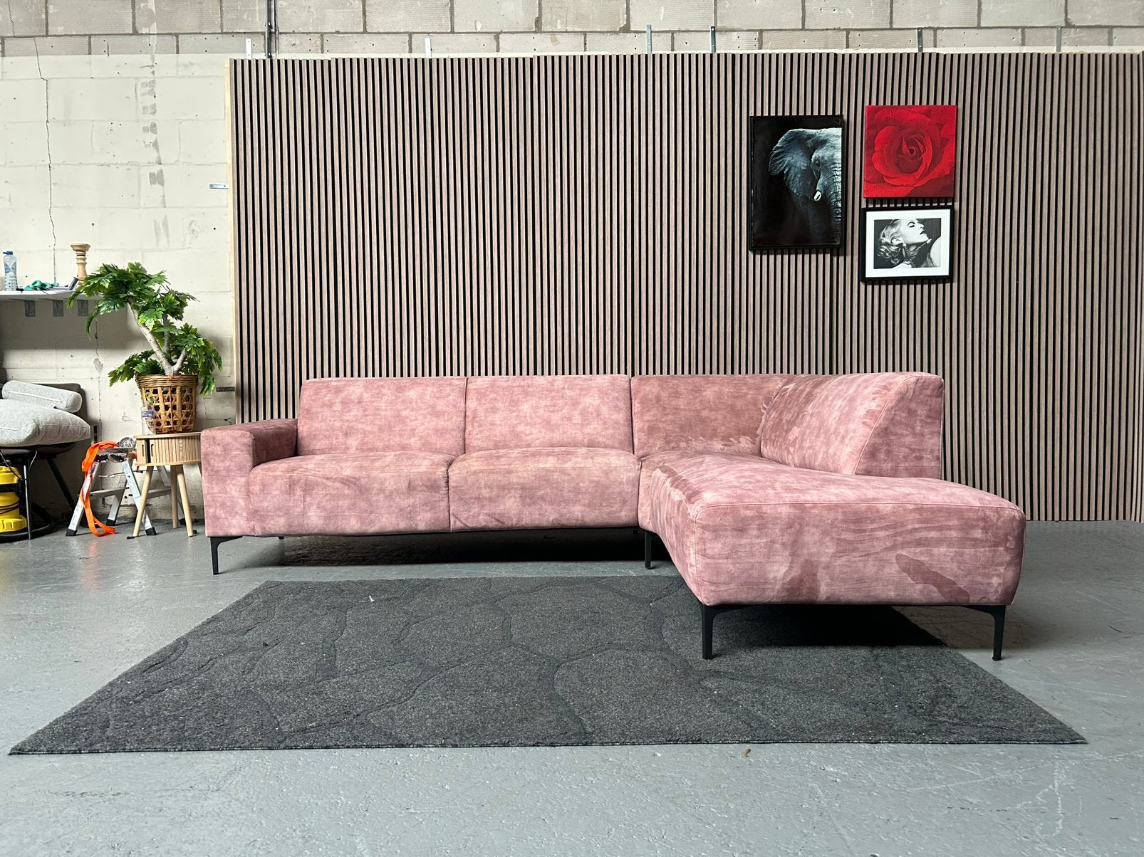 GRATIS LEVERING Hoekbank Velvet Roze 276X215 GEREINIGD, 250 tot 300 cm, Ophalen of Verzenden, Zo goed als nieuw, Vierpersoons of meer