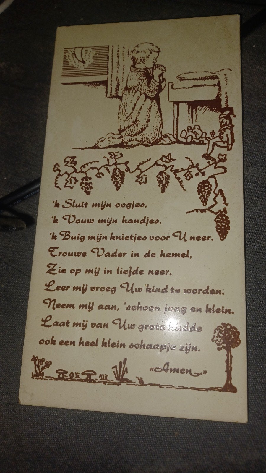 Vintage bidprentje 'k Sluit mijn oogjes, Antiek en Kunst, Ophalen of Verzenden