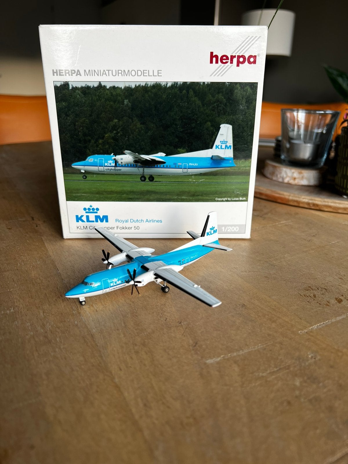 Fokker F50 KLM Cityhopper 1/200 Herpa, Verzamelen, Ophalen of Verzenden, Zo goed als nieuw, Schaalmodel