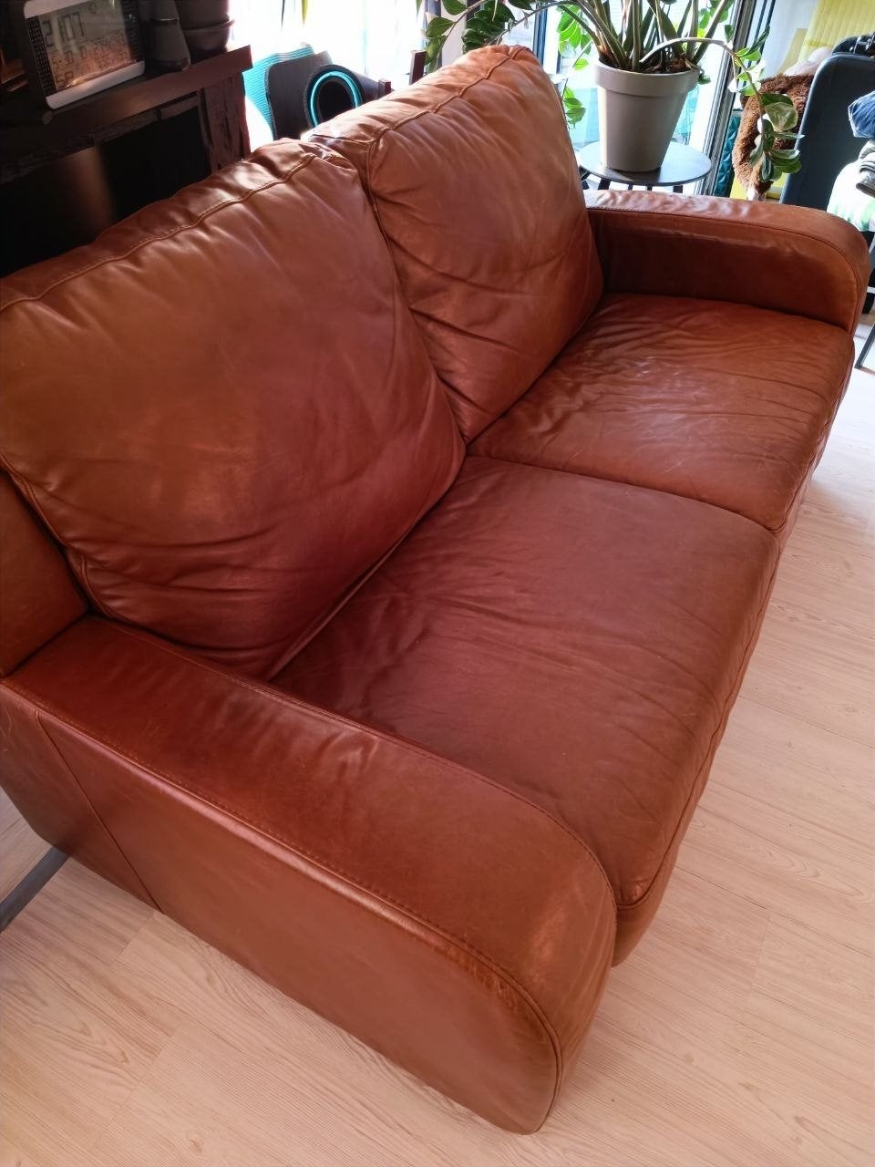 Genuine Leather Sofa NATUZZI Brand Couch., Huis en Inrichting, Banken | Bankstellen, Gebruikt, Rechte bank, Driepersoons, 150 tot 200 cm