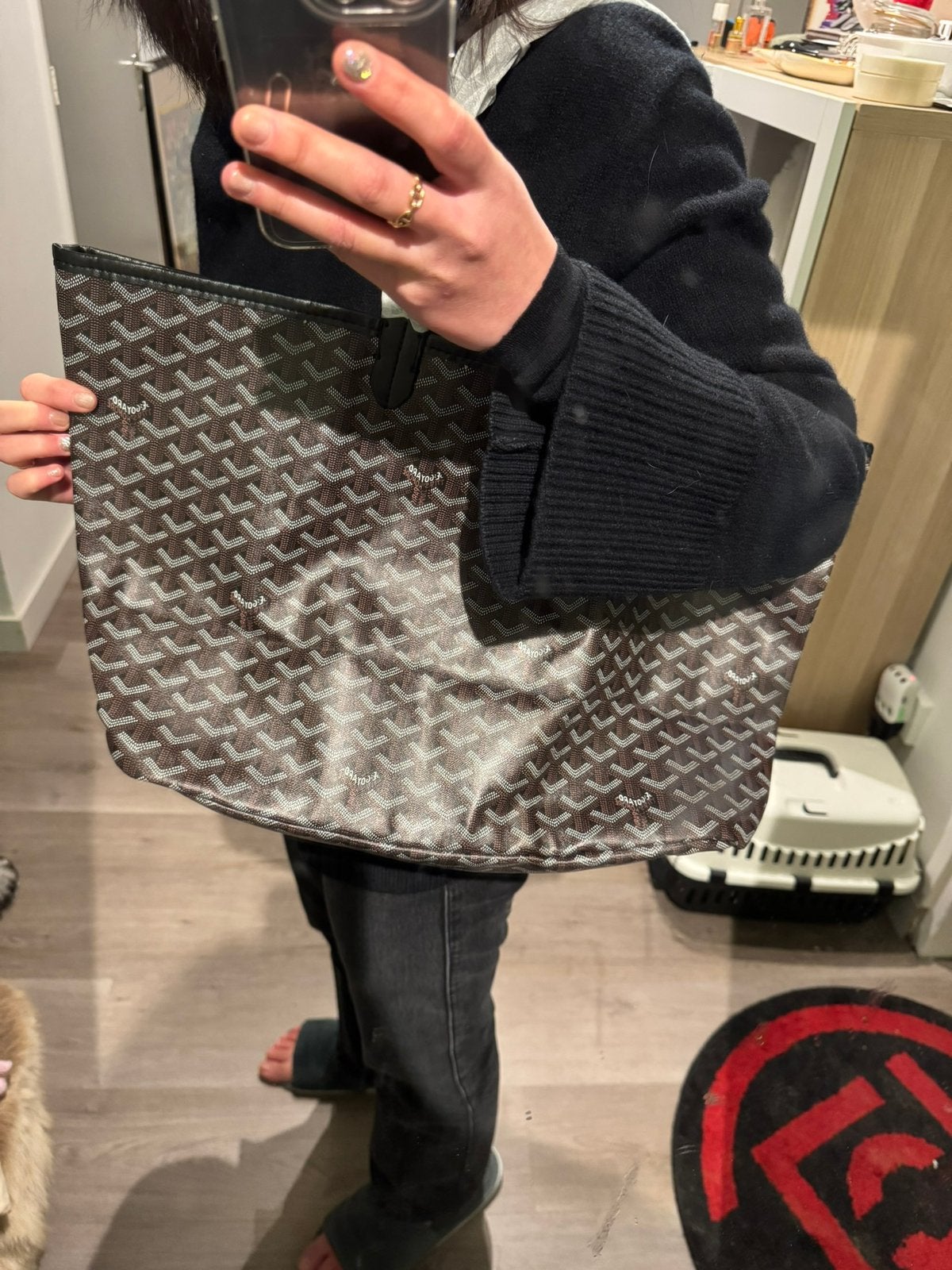 Goyard Bag Black Large Canvas Tote Bag, Ophalen of Verzenden, Nieuw, Zwart, Shopper