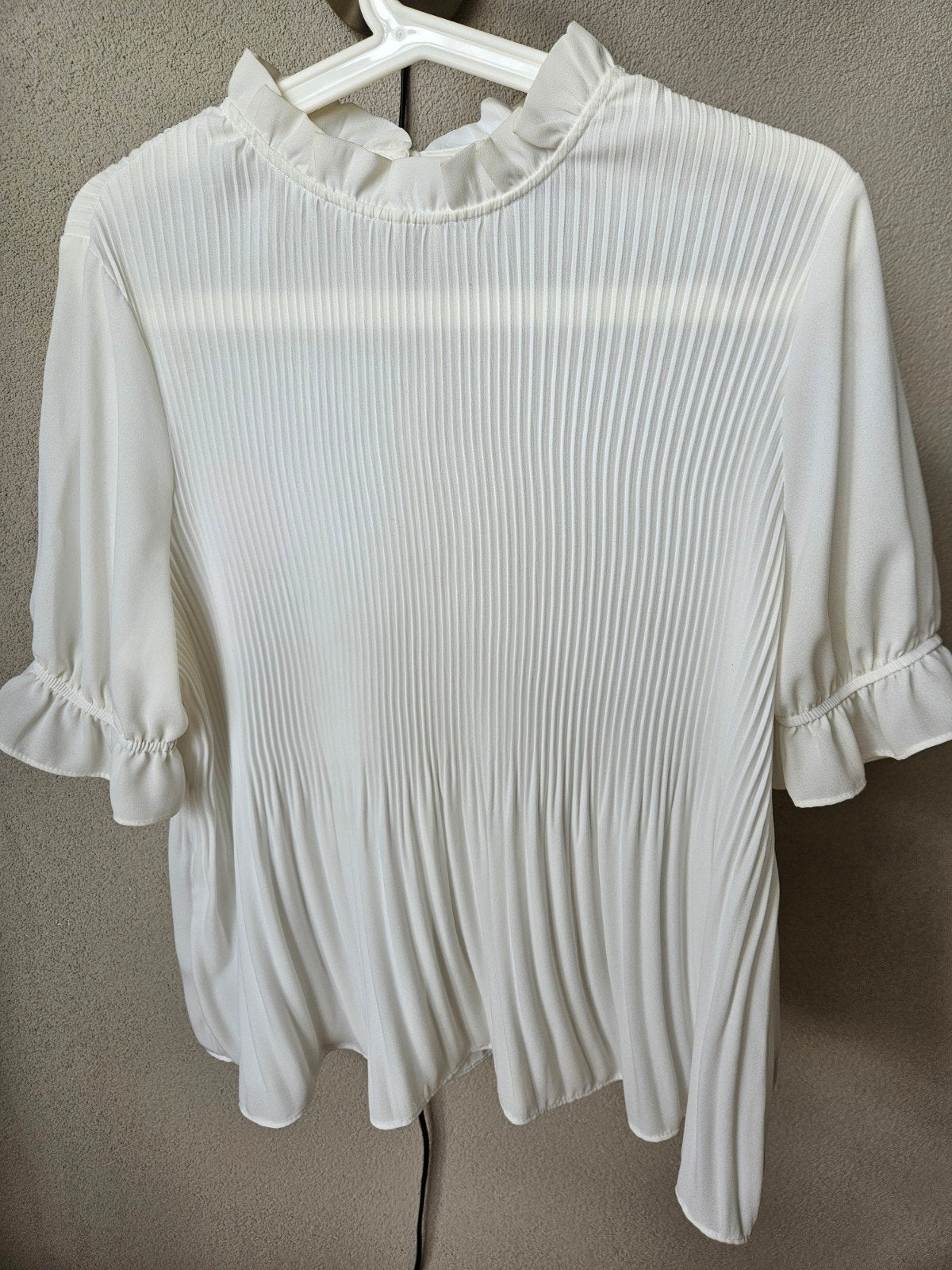 Witte geplooide blouse met korte mouwen - Primark, Maat 38/40 (M), Primark, Wit, Ophalen of Verzenden