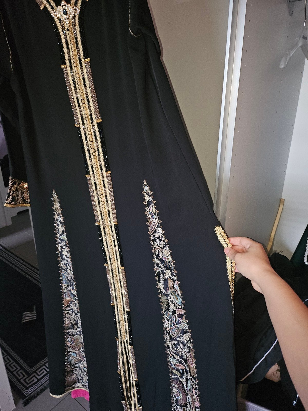 Kaftan Marokkaans Crêpe – Luxe Sari Borduurwer, Kleding | Dames, Gelegenheidskleding, Ophalen of Verzenden, Zo goed als nieuw