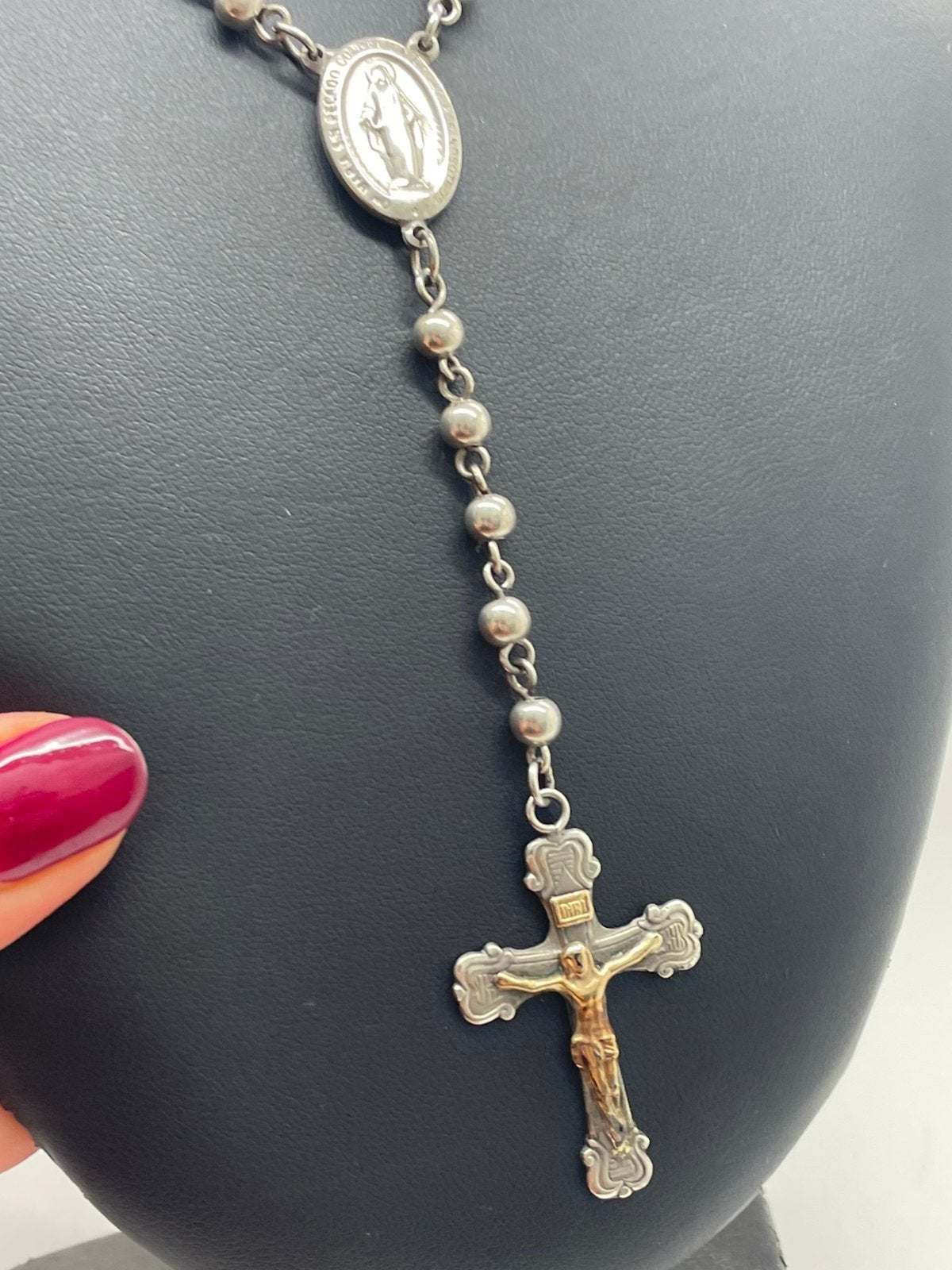 G90 Prachtige zilveren rozenkrans ketting, Ophalen of Verzenden, Zilver, Ketting