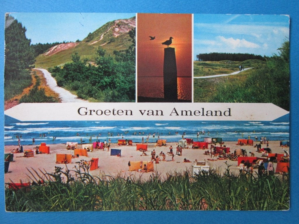 Ansichtkaart: Ameland, Groeten uit..., Ophalen of Verzenden, 1960 tot 1980, Gelopen, Waddeneilanden