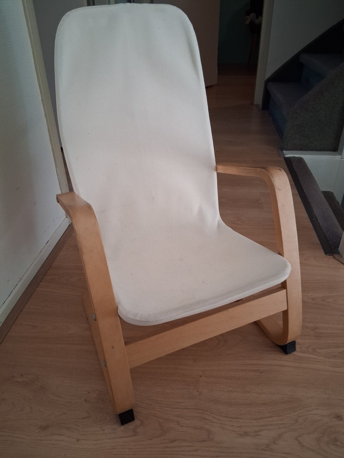 IKEA Poäng kinderstoel - Wit met houten frame, Ophalen, Hout, Gebruikt, Modern, Scandinavisch
